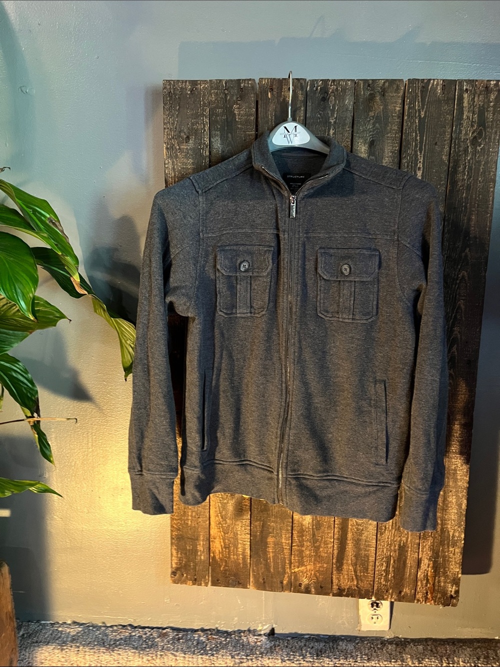 Structure Men's Full-Zip Dark Heather Gray Knit Jacket